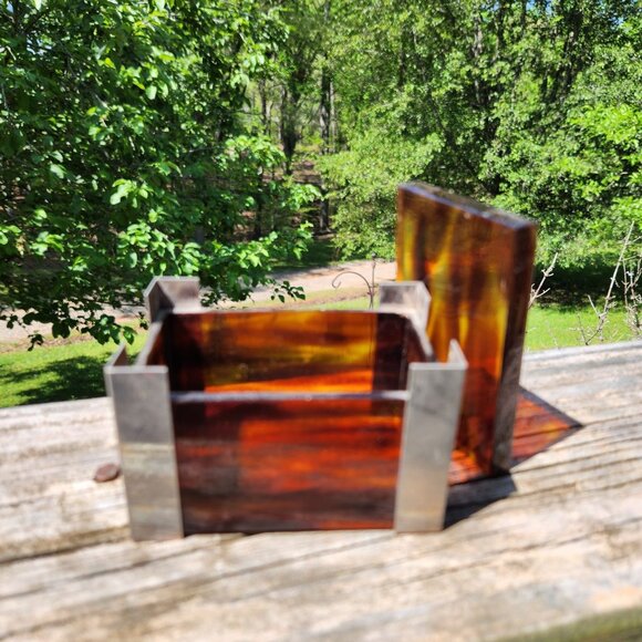 Vintage MCM Italian Faux Tortious Shell Acrilic, Lucite and Metal Box MCM, Glam - Picture 4 of 15